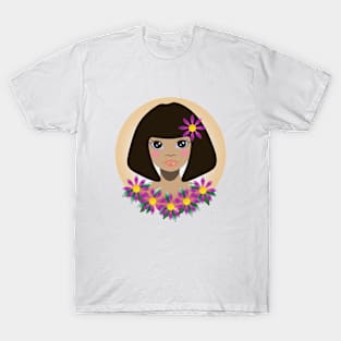 girl in flowers T-Shirt